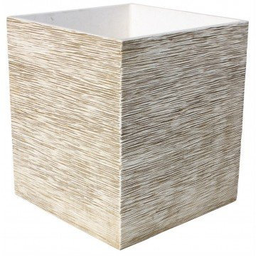 2 unités Jardinière carrée Moderne en béton aligéré pour extérieur Caspio 40 x 40 x 48 cm Natural Musgo Vert