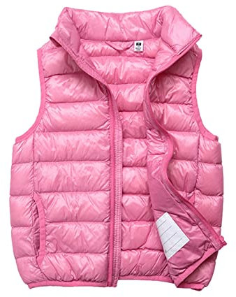 SK Studio Daunen Daunenweste Ärmellos Kinder Ultra Leichte Winter Jacke Weste Jungen Maedchen Stil 3 Pink 140cm / 6-7 Jahre
