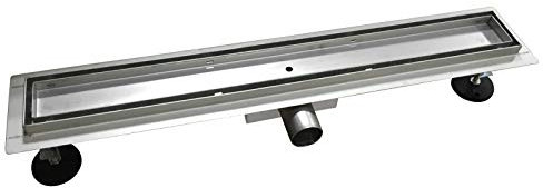 Duschrinne h-g13-1100, Siphon mit Geruchsstop und Haarsieb, Edelstahl Ablaufrinne, Bodenablauf, Duschablauf sehr flach, Komplettset mit Bodenbefestigung Befliesbar 110cm