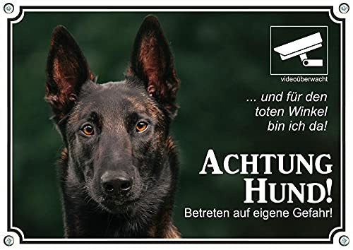 Petsigns hochwertiges Hundeschild - Malinois - belgischer Schäferhund - Metallschild in Premiumqualität, DIN A4
