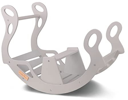 KiddyMoon Rocker Bogen Wippe Aus Holz Für Kinder, Kletterbogen Holz Wippe Babys Wippe, Holzbogen, Holzspielzeug Montessori Spielzeug, Modell WR-001, Grau