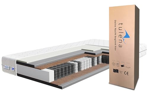 TULENA NOX Taschenfederkern Matratze 180x200 Federkernmatratze H4 + H5 Comfort 23cm hoch Probeschlafen Rollmatratze Wendematratze