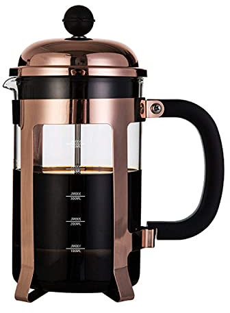 Cafetière à piston avec filtration supérieure en 4 parties 600 ml, cuivre 18/8 acier et verre 600 g