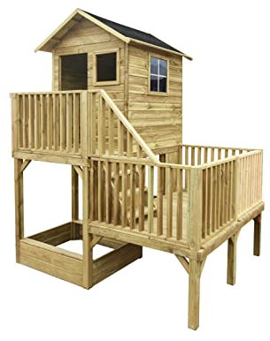 4IQ Group Spielhaus Kinder Outdoor Holz - Gartenhaus Kinder Aus Imprägniertem Kiefernholz - Stelzenhaus Garten Modularer Aufbau für Draußen