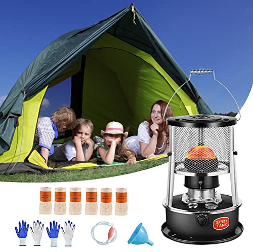 Samnuerly Outdoor Zeltkocher Petroleum Docht Heizung Mobile Campingkocher Konvektion Notheizung Kochbrenner Schwarz 4.6L 6 Dochte