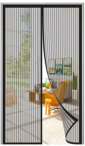 LAUDS Magnet Fliegengitter Tür Insektenschutz BalkontüR Magnetischer Fliegenvorhang Selbstklebend Magnetischer Moskitonetz Ohne Bohren,für Balkon Terrassen-Black-a|| 85x220cm(33x86inch)