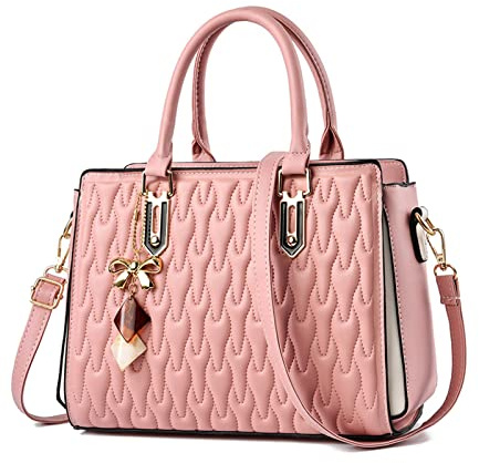 NICOLE & DORIS Women Designer Handbags Fashion Top Handle Bag Ladies Printed Handbag Shoulder Bag PU Leather Crossbody Bag Medium Hand Bags with Pendant
