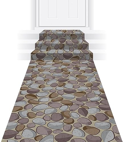 Beistle Fabric Pebble Stone Print Cobblestone Aisle Runner For Medieval Theme Party Decorations, Celebrating With You Since 1900