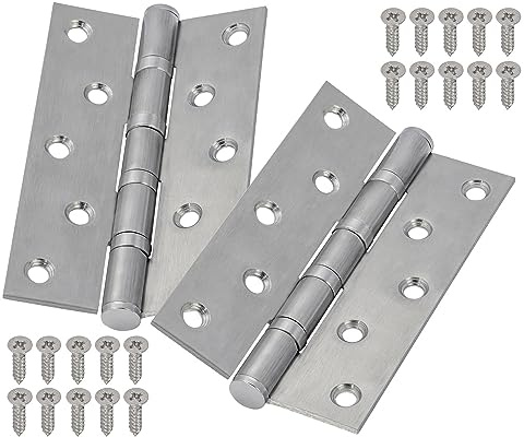 Neuhall 1 Paar Scharniere klappbar 125mm (2 Stück) Edelstahl V2A für Türen Holztür Schranktür Tisch Türscharniere Innen & Außen Klavierband Möbelscharniere inkl. Schrauben