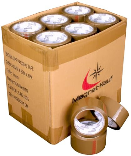 Magnet-Kauf Lot de 36 rouleaux de ruban adhésif pour emballage - Marron - 48 mm x 66 m