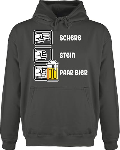 Hoodie Herren Pullover Männer - & Alkohol - Schnick Schnack Schluck I Schere Stein Papier I Saufen I JGA Trinksprüche Malle I Trink Spruch I Party I Bierliebhaber I Alkoholliebe - S - Anthrazit