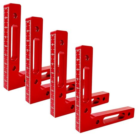 Winkelspanner 90 Grad 4 Stück, 120 x 120mm Positionierwinkel Winkel Klemme Anschlagwinkel aus Aluminiumlegierung, Eckklemme Rechtwinklige Klemme Holzbearbeitungswerkzeuge (Stil A–4 Stück)