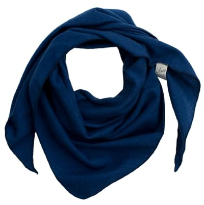 Lilano, Foulard triangolare per bambini/neonati, 70% lana (kbT), 30% seta, 210 g/m², Blu marino, 110x50cm