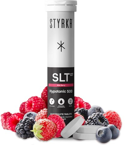 Styrkr STL07 Electrolytes Tablets - Berry Flavour 500mg per Serving - Pack of 12 Hydration Tablets - 2X Higher Salts - Used by Endurance Athletes - Advanced Quad-Blend Formulation - 12x per Tube