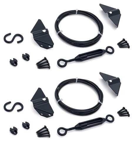 Durable Anti Sag Gate Kit for Wooden Fence, Anti-Sag Gate Support Cable Kit in Zinc, Anti-Sagging Fence Gate Kit Steel Gate Hardware, Wood Door Repair Kit for Outdoor, Gate Frame Kit Black, 2 Pack