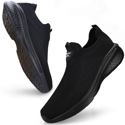 Giniros Sneakers Uomo Scarpe Running Corsa Ginnastica Camminata Casual Jogging Trekking Tennis Outdoor Fitness Sportive Palestra Scarpe da Lavoro Comode, Nero 43EU