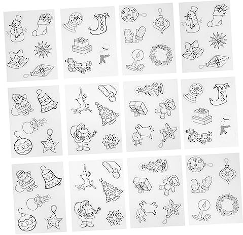 PHENOFICE 12 Blatt Weihnachtsschrumpffolie Weihnachtsschmuck Set Schrumpfkunst Schrumpfbares Papier Weihnachtsschrumpfpapier Schrumpfende Kunstfolien