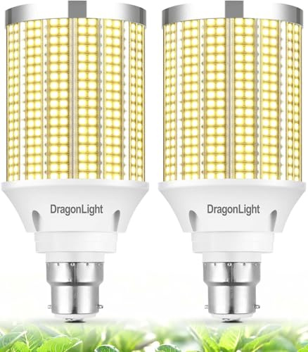 DragonLight 50W LED Grow Light for Indoor Plants, 400W Equivalent Full Spectrum B22 Bayonet LED Plant Grow Bulbs for Greenhouse and Indoor Plant Veg and Flower Growing [Twin Value Pack]