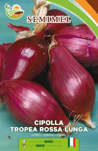 Cipolla Tropea Rossa Lunga- Semi Precoce a Bulbo Rosso Violaceo, Sapore Dolce e Polpa Bianca, Semina Estate 1 confezione