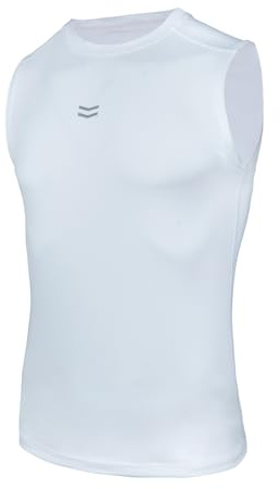 AMZSPORT Kompressionstank för herr ärmlös snabbtorkande gymväst löpartröja bas, 111040-vit, XL