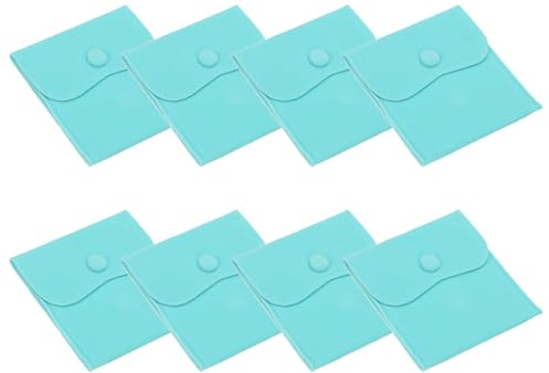 PATIKIL 10 x 10 cm smyckepåse, 8 st mjuka sammetspåsar med tryckknapp bärbar förvaring för ringar halsband armband örhängesklocka, blå