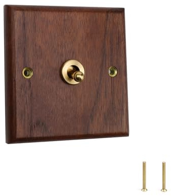 WJUAN 86 X 86 mm Single Light Switch, Brushed Brass Light Switch, for Living Room, Bedroom, Kitchen