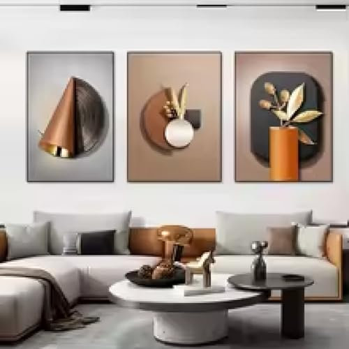 HIPWST Leinwandposter mit nordischem Blattgold, abstrakte Geometrie, visuelle Wandkunst, Gemälde, Drucke, Bilder, Wohnzimmer-Dekoration, 40 x 60 x 3, rahmenlos