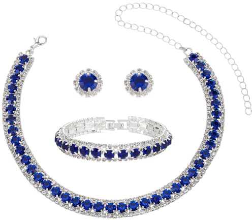 UNICRAFTALE 1 Set Strass Kristall Schmuckset Metallkette Ohrringe Armband Brautschmuck Set Glas Kristall Hochzeits Brautjungfern Party Accessoires Für Damen