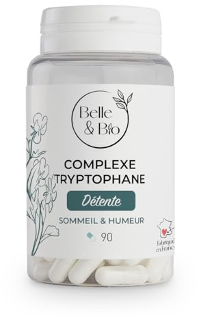 ACTION DETENTE, SOMMEIL & EQUILIBRE EMOTIONNEL - Complexe Tryptophane - 90 gélules - Cure 45 jours - Complément Alimentaire BELLE&BIO - Fabriqué en France