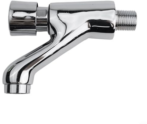 Modern Wall Mounted Self Closing Tap Basin Push Button Faucet Single Cold Water Lever Chrome Plated Brass Bathroom Sink Time Delay Water Saving Commercial Valve