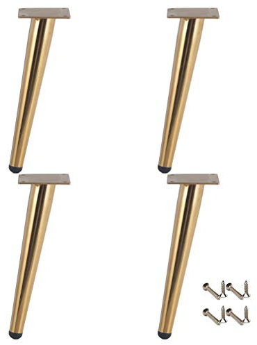 Set di 4 gambe per mobili in metallo, 15,2 cm, in acciaio inox, colore oro, piedini di ricambio per divano, tavolo, armadio, letto e sedia, design inclinato durevole per la decorazione della casa