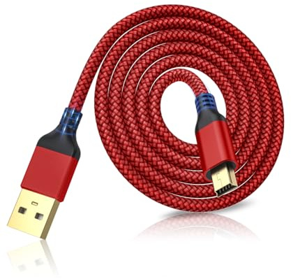 Mini USB 2.0 to Mini B Cable - 3M Braided Data & Charging Cable Compatible with PS3 Controller, Garmin GPS, Blue Yeti, Hero 3/4, Dash Cam, Nikon, Canon(Red, 3m)