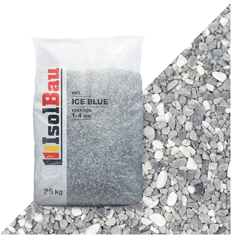Isolbau - Zierkies 25 kg - Marmorkies 1-4 mm - Deko-Steine für Garten, Steinteppich, Aquariumkies, Ziersplitt Natursteine Gartenkies Wegkies Teichkies für Innen und Außen - Ice Blue