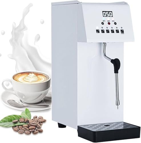 Montalatte, commerciale, macchina per caffè e acqua bollente a vapore da 6 l/1,58 gal, macchina per schiuma di latte elettrica con display LCD da 2500 W, adatta per bar/negozi di bubble tea/