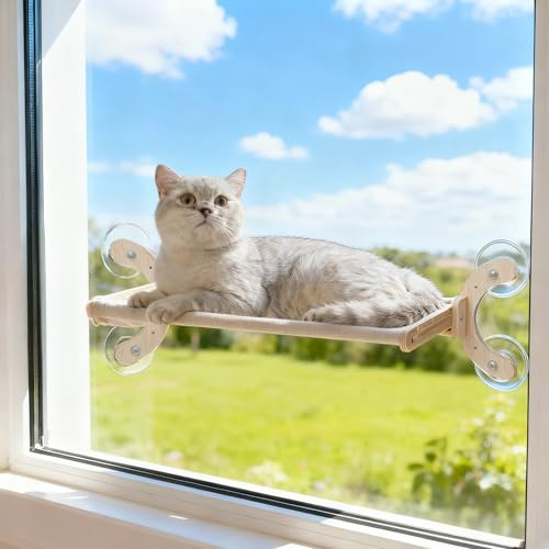 Katze Sonnenmatte, Abnehmbare und Faltbare Katzenhängematte, mit Saugnäpfen, 4-in-1-Funktion, Geeignet für Fenster und Glas, Maximale Belastung 20 kg, Klein, Weiß