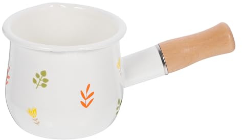 ARTSEWPLY Mini Cacerola Esmaltada Blanca Asa Resistente al Calor para Leche y Salsas Olla Antiadherente Pequeña para Cocina Eléctrica Inducción y Vitrocerámica Adecuado para Calentar y