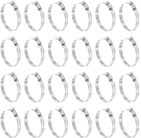 sourcing map 25 Pcs Hose Clamp 2-9/16-3-1/2 (65-89mm) 304 Stainless Steel Adjustable Worm Gear Hose Clamp Assortment Kit for Fuel Line Pipe Plumbing Automotive Tube Mechanical
