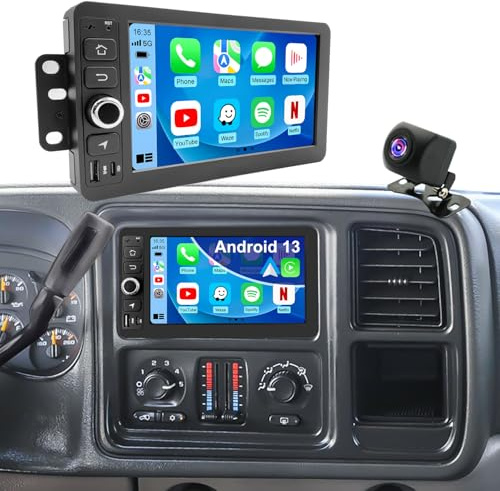 5G WiFi Car Radio for Chevy Silverado 1500/2500/3500 2003-2006, GMC Sierra 1500/2500/3500 2003-2006, Yukon 2004-2006, Suburban/Avalanche 2003-2006, 7'' Carplay Android Auto Stereo, GPS FM BT Camera