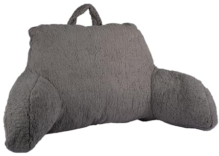 GREENSAPPIRE Reading Pillow with Arms – Super Soft Long Hair Fleece Cuddle Cushion, Gaming Backrest with Detachable Support for Bed & Sofa (Grey)