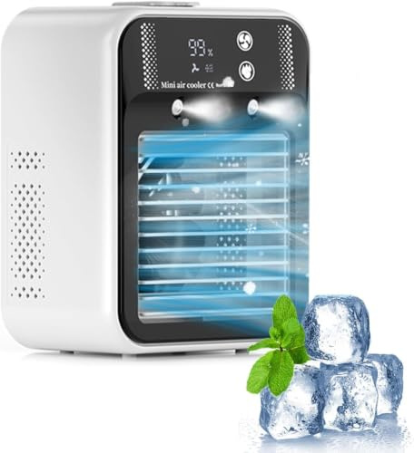 Climatiseur Mobile Silencieux, Rafraîchisseur d'Air Portable 500ml, Mini Climatiseur, Climatiseur portable adapté à la maison, au bureau et au camping (Blanc)