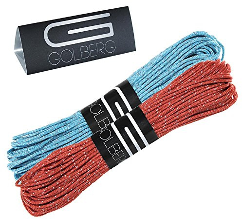 GOLBERG G 1,8 mm fluoreszierendes reflektierendes Paracord – 20 Meter – perfekt für Abspannleinen, Zeltseil, Camping, Wandern – (reflektierendes Neon-Türkis/Scharlachrot)
