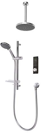 Triton Home Digital Mixer Shower - Circular - 2 Outlet All-in-One Ceiling Pack with Riser Rail (Pumped)
