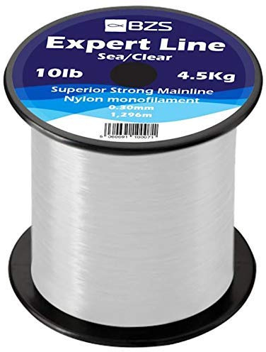 BZS Expert Carp Coarse Fishing Line Nylon Monofilament - Strong Tension High Load String Spool 4lb 5lb 6lb 8lb 10lb 12lb 15lb 20lb 25lb 30lb 40lb 50lb 60lb (Clear, 0.80mm - 182m / 60lbs - 27.3Kg)
