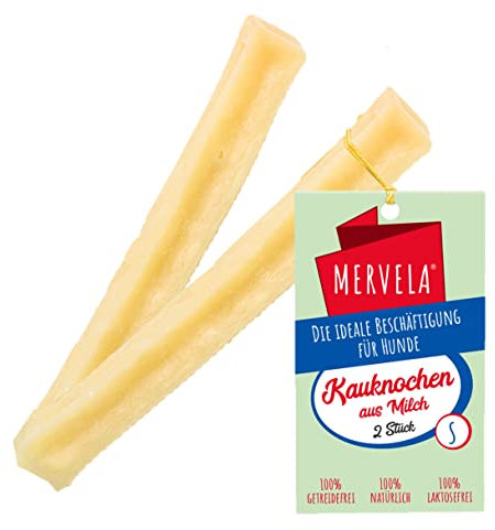 MERVELA® Kaukäse für Hunde | 2 * 40 Gramm | Käseknochen | Beschäftigung & Belohnung | Käsestangen für Kleine Hunde | Harter Yak Käse, Langer Kauspaß