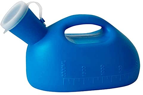 Urinoir pour homme 2000 ml avec couvercle, urinoir portable pour homme, pour incontinence, personnes âgées, voyages, conduite, camping, maison (bleu)