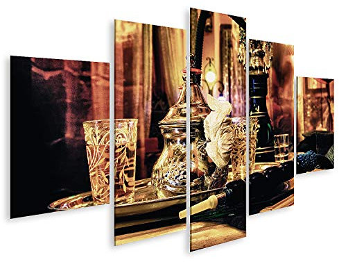 islandburner Tableau sur Toile Narguilé Arabe avec Service à thé dans Un Beau décor Arabe à Grenade en Cadre Affiche Poster Murale Tableaux