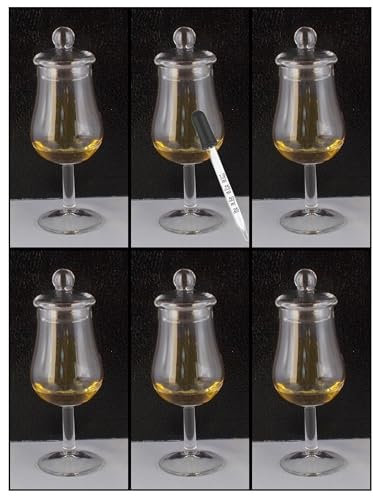H-BO 6 Tasting Gläser Form Signatory mit Glasdeckel + 1 Pipette. Whiskeyglas Rumglas Tastingglas Nosingglas Whiskyglas Spirituosenglas