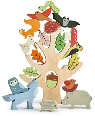 Tender Leaf Toys Stapelspiel Wald (Material Holz, Kinderspielzeug, viele verschiedene Tiere, unterstützt die Feinmotorik, Mini-Spielzeug) 7508409