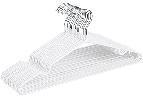 House Day Kleiderbügel Weiß Metall Kleiderbügel Metall Bügel Drahtbügel Kleiderbügel rutschfest Kleiderbüge Stabil Kleiderbügel Platzsparend Kleiderbügel Dünn Kleiderbügel 0,4cm Dick 20 Stück