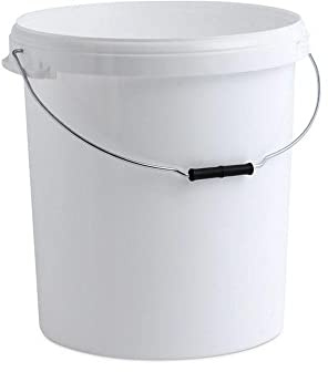 INVOPAK 30 Litre Food Grade Plastic Bucket with Lid and Wire Handle, White, Airtight, Recyclable & BPA Free